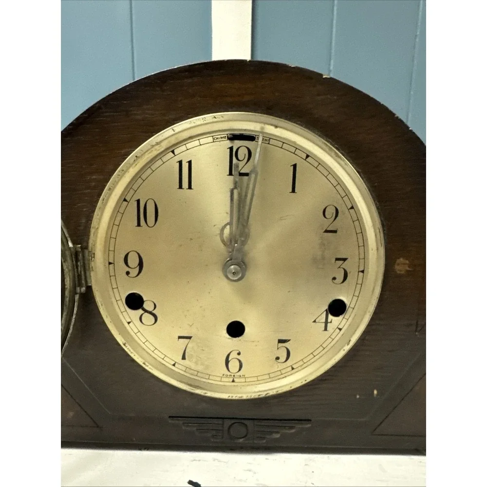 Vintage Art Deco Oak Cased Westminster Chime Mantel Clock Solid Heavy ‎ *READ